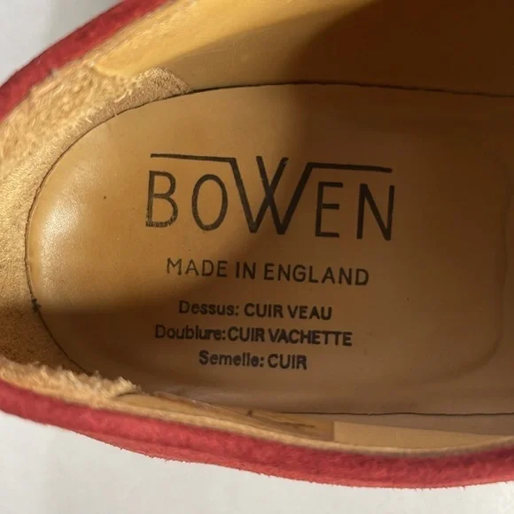 Bowen Of England Red Suede Lace Up Men's Shoes Size UK 9 US 10